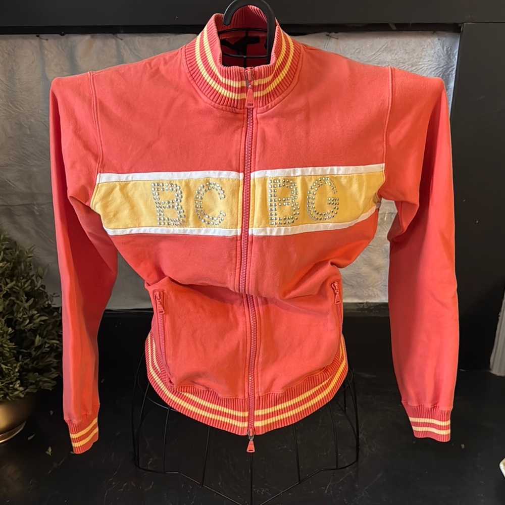 BCBG Orange and Yellow Zip-up with studded accents, kids XL, women S